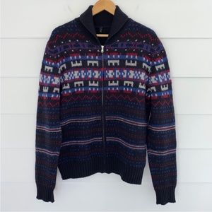 Vintage 100% Wool Zip Up Sweater XL